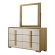 Best Quality Furniture Natural Wood Colored 6 Drawer Dresser with Mirror