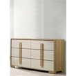 Best Quality Furniture Natural Wood Colored 6 Drawer Dresser with White Panels