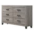 Best Quality Furniture Light Gray Wood 6 Drawer Double Dresser