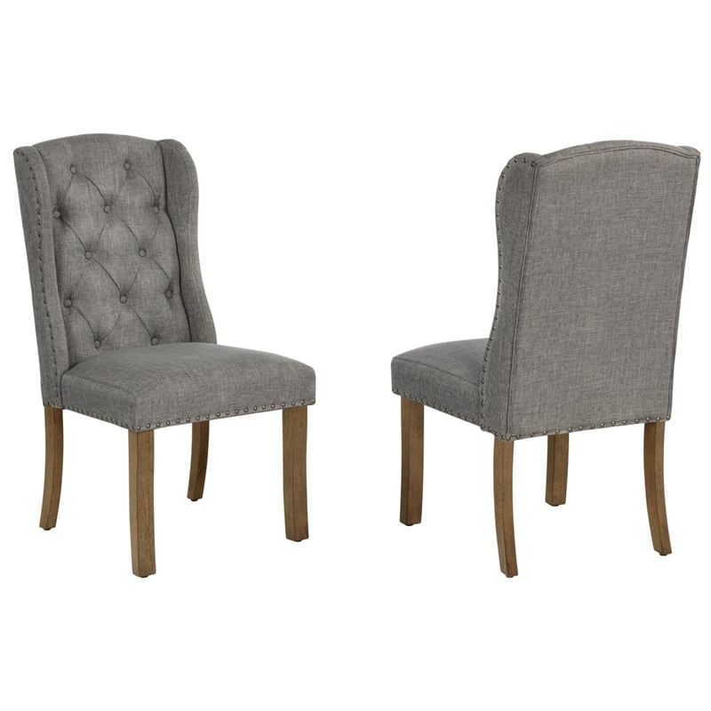 Best Quality Furniture Brown Oak Wood Dining Set with Mixed Gray Chairs