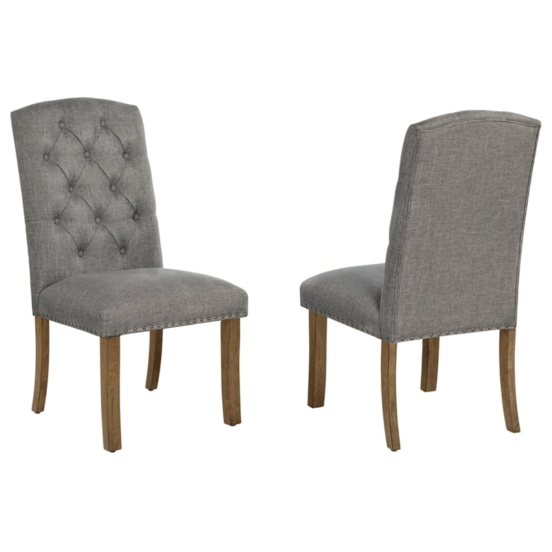 Best Quality Furniture Brown Oak Wood Dining Set with Mixed Gray Chairs