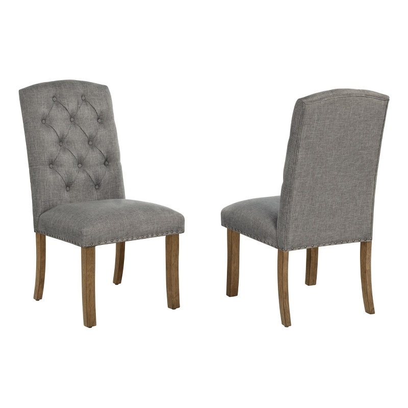 Best Quality Furniture Gray Fabric Parson Side Chairs with Button Tufting