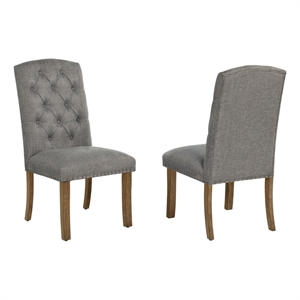 Best Quality Furniture Gray Fabric Parson Side Chairs with Button Tufting