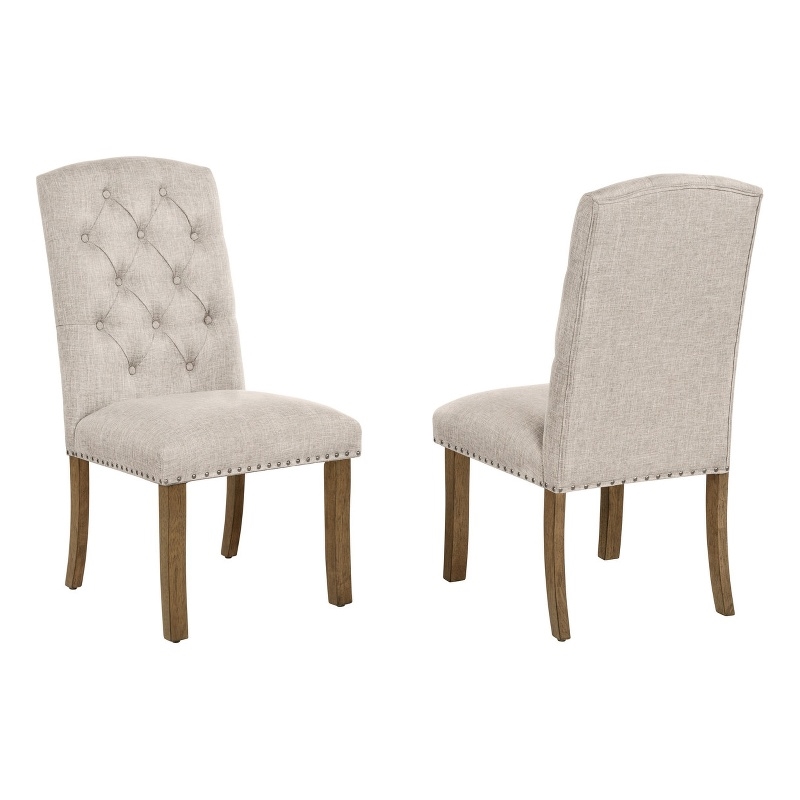 Best Quality Furniture Beige Fabric Parson Side Chairs with Button Tufting