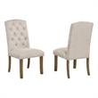 Best Quality Furniture Beige Fabric Parson Side Chairs with Button Tufting