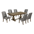 Best Quality Furniture Rustic Oak Wood Dining Set with Gray Wing Back Chairs