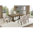 Best Quality Furniture Rustic Oak Wood Dining Set with Beige Wing Back Chairs