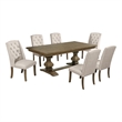 Best Quality Furniture Rustic Oak Wood Dining Set with Mixed Beige Chairs