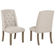 Best Quality Furniture Rustic Oak Wood Dining Set with Beige Wing Back Chairs