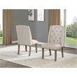 Best Quality Furniture Beige Fabric Wing Back Side Chairs with Button Tufting