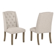 Best Quality Furniture Beige Fabric Wing Back Side Chairs with Button Tufting