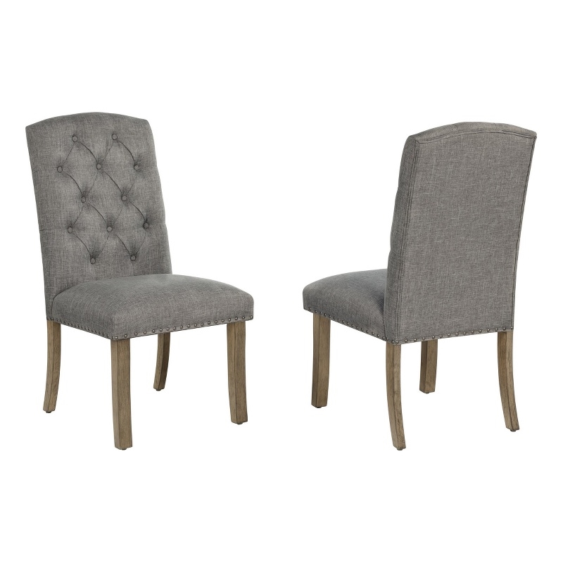 Best Quality Furniture Gray Fabric Parson Side Chairs with Button Tufting