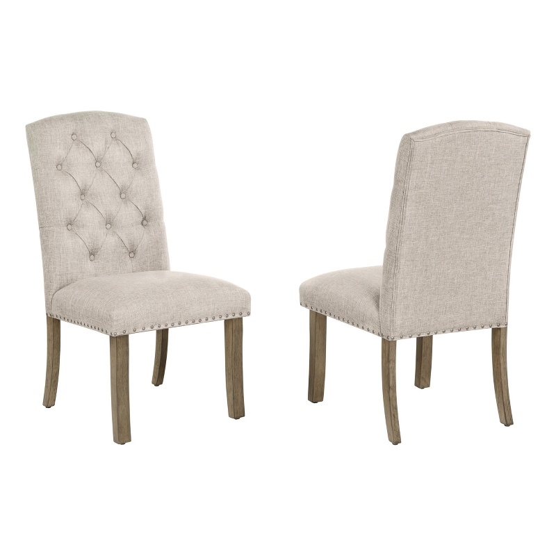 Best Quality Furniture Beige Fabric Parson Side Chairs with Button Tufting