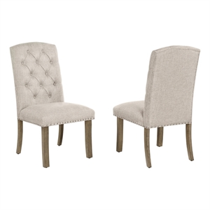 Best Quality Furniture Beige Fabric Parson Side Chairs with Button Tufting