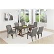 Best Quality Furniture Rustic Brown-Gray Wood Dining Set with Gray Linen Chairs