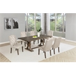 Best Quality Furniture Rustic Brown-Gray Wood Dining Set with Beige Linen Chairs