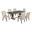 Best Quality Furniture Rustic Brown-Gray Wood Dining Set with Beige Linen Chairs