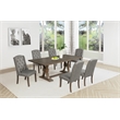 Best Quality Furniture Rustic Brown-Gray Wood Dining Set with Gray Linen Chairs