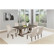 Best Quality Furniture Rustic Brown-Gray Wood Dining Set with Beige Linen Chairs