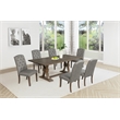 Best Quality Furniture Rustic Brown-Gray Wood Dining Set with Gray Linen Chairs
