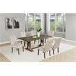 Best Quality Furniture Rustic Brown-Gray Wood Dining Set with Beige Linen Chairs