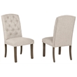 Best Quality Furniture Rustic Brown-Gray Wood Dining Set with Beige Linen Chairs