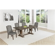 Best Quality Furniture Rustic Brown-Gray Wood Dining Set with Gray Linen Chairs