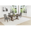 Best Quality Furniture Rustic Brown-Gray Wood Dining Set with Gray Linen Chairs