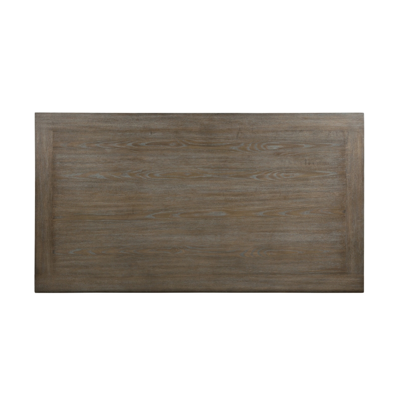 Best Quality Furniture Rustic Brown-Gray Wood Dining Set with Gray Linen Chairs