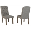 Best Quality Furniture Rustic Brown-Gray Wood Dining Set with Gray Linen Chairs
