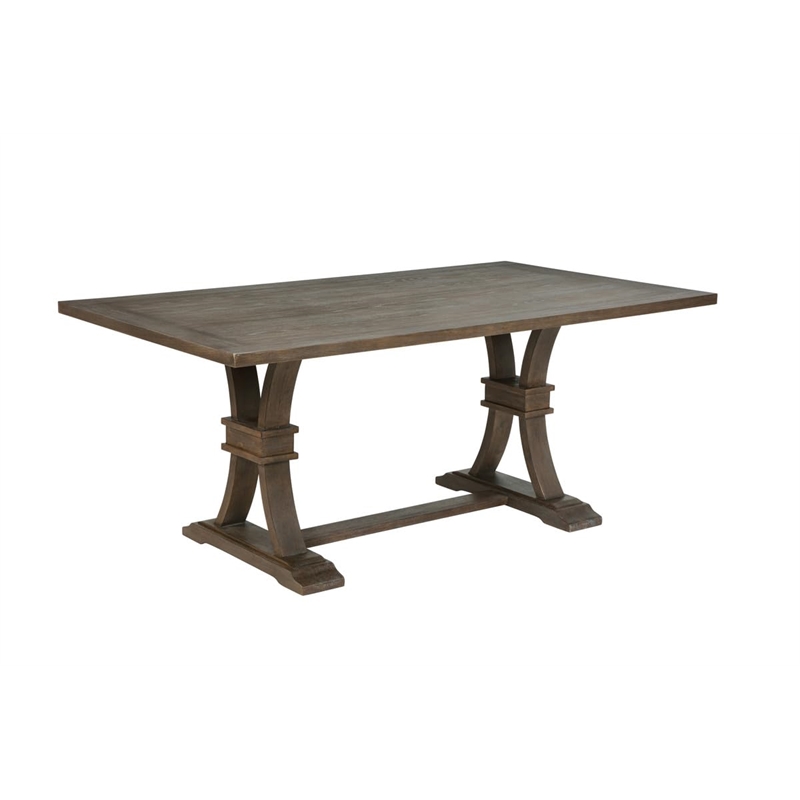 Best Quality Furniture Rustic Brown-Gray Wood Dining Set with Beige Linen Chairs