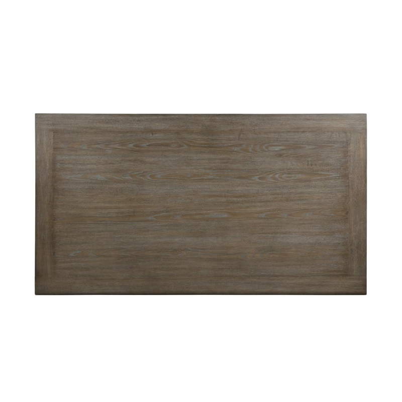 Best Quality Furniture Rustic Brown-Gray Wood Dining Set with Beige Linen Chairs