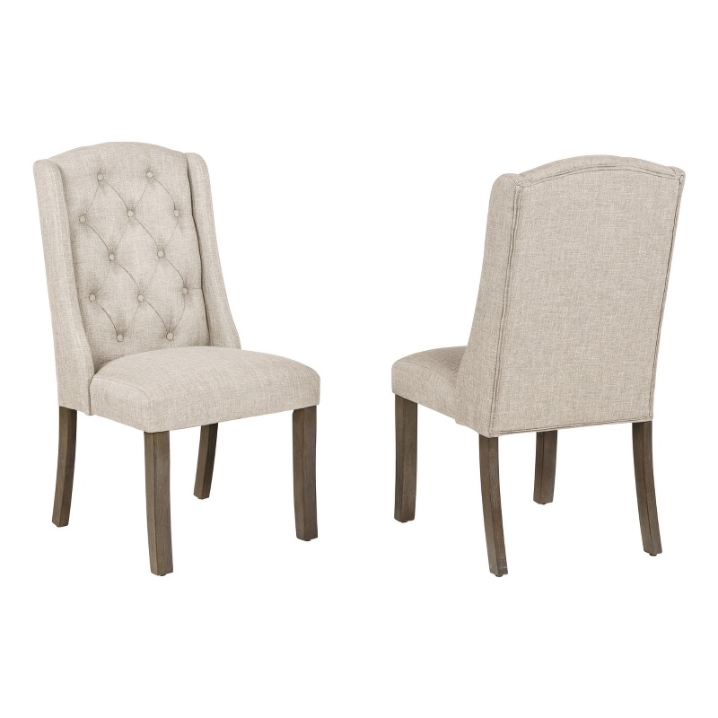 Best Quality Furniture Linen Fabric Upholstered Wing Back Chairs in Beige