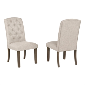 Best Quality Furniture Linen Fabric Upholstered Parson Side Chairs in Beige