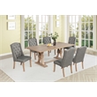 Best Quality Furniture Rustic Light Oak Wood Dining Set with Gray Linen Chairs