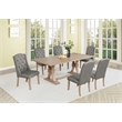 Best Quality Furniture Rustic Light Oak Wood Dining Set with Gray Linen Chairs