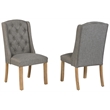 Best Quality Furniture Rustic Light Oak Wood Dining Set with Gray Linen Chairs