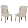 Best Quality Furniture Rustic Light Oak Wood Dining Set with Beige Linen Chairs