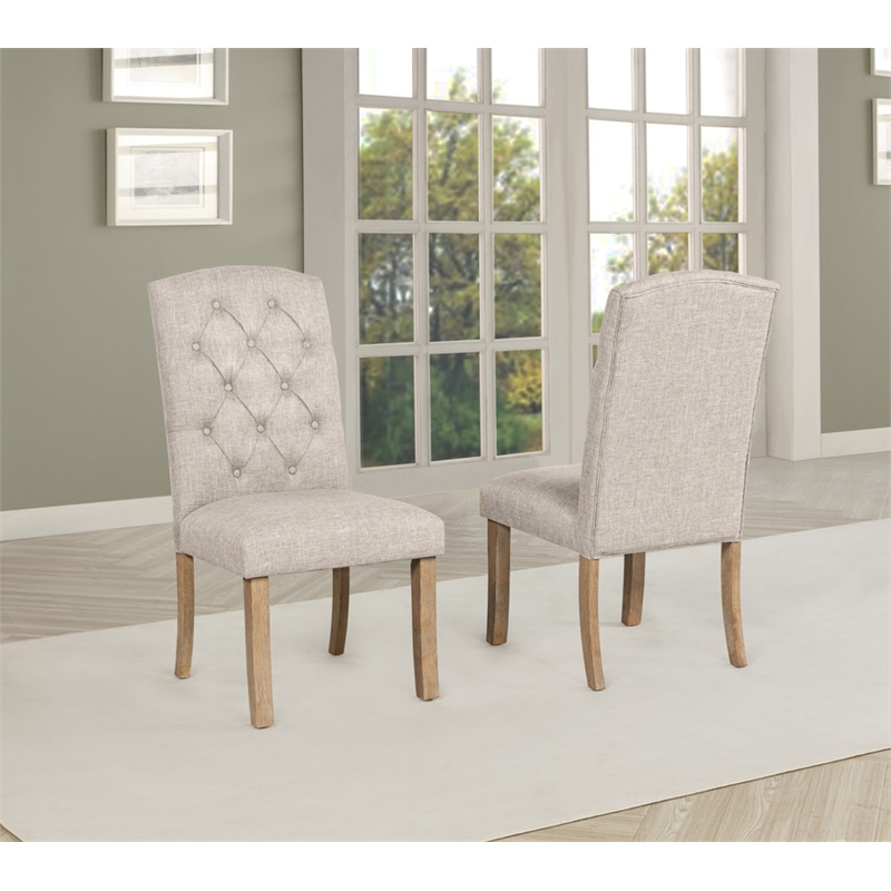 Best Quality Furniture Linen Fabric Upholstered Parson Side Chairs in Beige