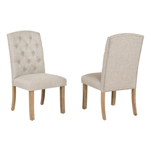Best Quality Furniture Linen Fabric Upholstered Parson Side Chairs in Beige