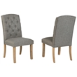 Best Quality Furniture Rustic Light Oak Wood Dining Set with Gray Linen Chairs