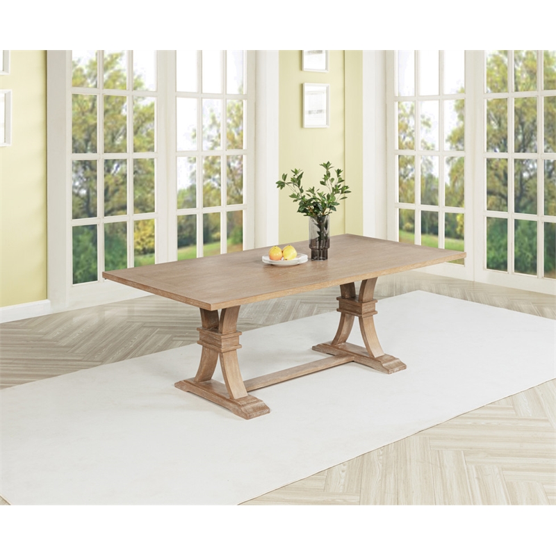 Best Quality Furniture Light Oak Wood Dining Table with Rustic Finish