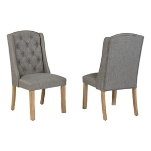 Best Quality Furniture Linen Fabric Upholstered Wing Back Chairs in Gray
