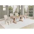 Best Quality Furniture Rustic Light Oak Wood Dining Set with Beige Linen Chairs