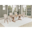 Best Quality Furniture Rustic Light Oak Wood Dining Set with Beige Linen Chairs