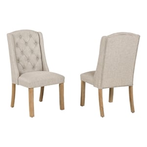 Best Quality Furniture Linen Fabric Upholstered Wing Back Chairs in Beige