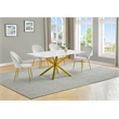Best Quality Furniture Glass with White Marble Wrap Dining Set and Cream Chairs