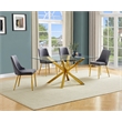 Best Quality Furniture Clear Glass Dining Set with Velvet Upholstered Chairs