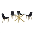 Best Quality Furniture Clear Glass Dining Set with Velvet Upholstered Chairs