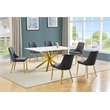 Best Quality Furniture White Marble Wrap Glass Dining Set with Velvet Chairs